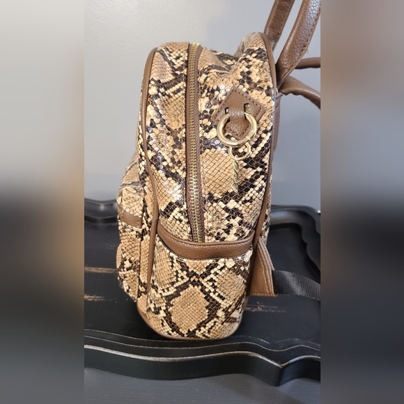 Like Dreams Faux brown snakeskin backpack. *missing fuzzy dangle in pictures - Picture 5 of 10